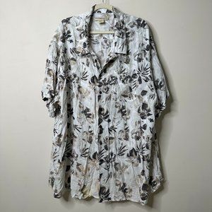 Island Passport Multicolor Tropical Short Sleeve Button Front Shirt Men's 4XL